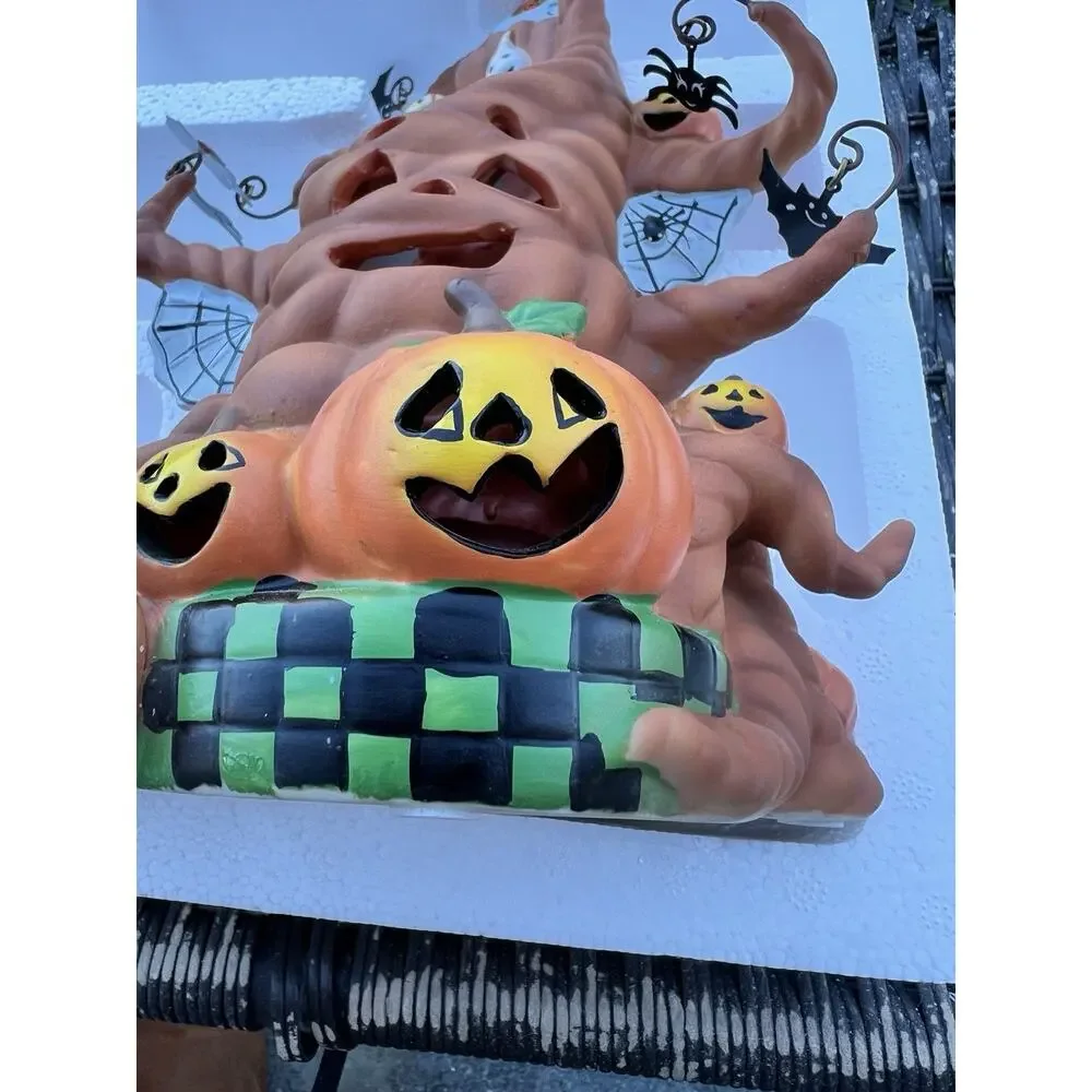 PartyLite Haunted Tealight Tree Ceramic Halloween Candle Holder #P9065 NOS